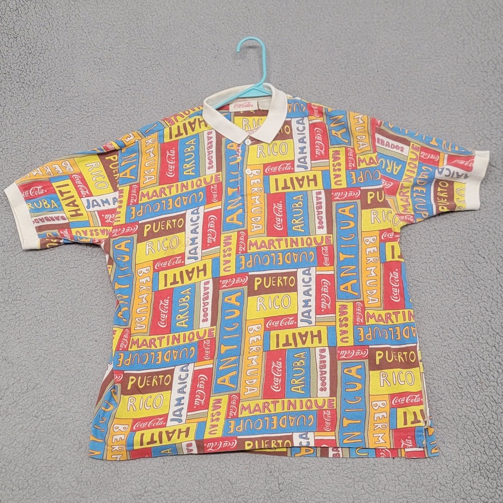 Vintage Coca-Cola‎ Shirt Mens XL Multicolor Caribbean Islands Graphic 90s